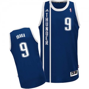 Oklahoma City Thunder #9 Adidas Alternate Bleu marin Swingman Maillot d'équipe de NBA Promotions - Serge Ibaka pour Homme
