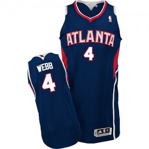 Maillot NBA Bleu marin Spud Webb #4 Atlanta Hawks Road Authentic Homme Adidas