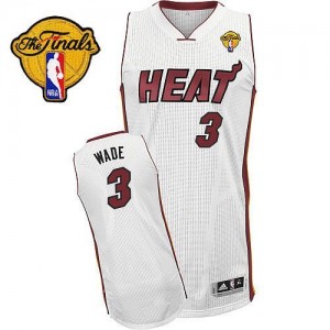 Maillot Authentic Miami Heat NBA Home Finals Patch Blanc - #3 Dwyane Wade - Homme