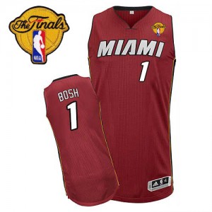 Maillot Adidas Rouge Alternate Finals Patch Authentic Miami Heat - Chris Bosh #1 - Homme
