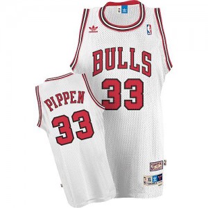 Chicago Bulls #33 Adidas Throwback Blanc Authentic Maillot d'équipe de NBA pas cher en ligne - Scottie Pippen pour Homme
