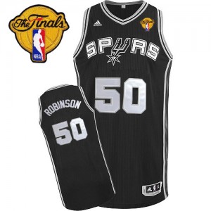Maillot NBA Noir David Robinson #50 San Antonio Spurs Road Finals Patch Swingman Homme Adidas