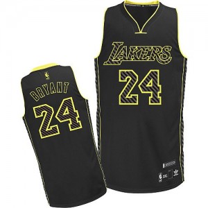 Maillot NBA Los Angeles Lakers #24 Kobe Bryant Noir Adidas Authentic Electricity Fashion - Homme