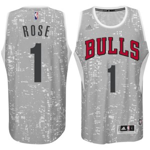 Chicago Bulls #1 Adidas City Light Gris Authentic Maillot d'équipe de NBA magasin d'usine - Derrick Rose pour Homme