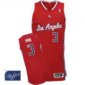 Maillot Adidas Rouge Road Autographed Authentic Los Angeles Clippers - Chris Paul #3 - Homme