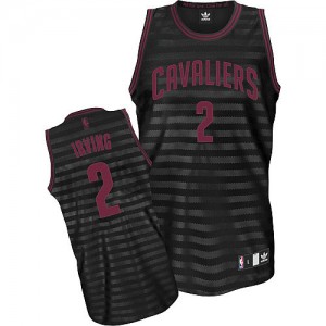 Maillot NBA Cleveland Cavaliers #2 Kyrie Irving Gris noir Adidas Authentic Groove - Homme