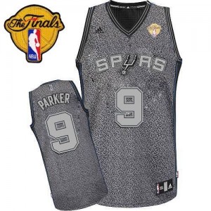 Maillot NBA San Antonio Spurs #9 Tony Parker Gris Adidas Swingman Static Fashion Finals Patch - Homme
