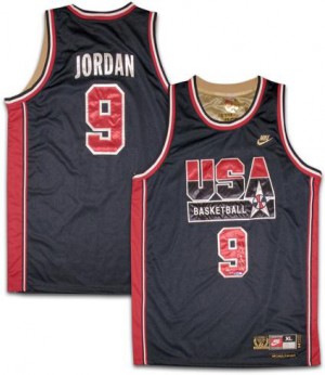 Maillot NBA No. d'or Blanc Michael Jordan #9 Team USA Authentic Homme Nike