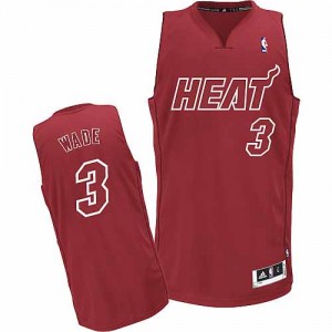 Maillot Authentic Miami Heat NBA Big Color Fashion Rouge - #3 Dwyane Wade - Homme