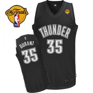 Maillot Authentic Oklahoma City Thunder NBA Shadow Finals Patch Noir - #35 Kevin Durant - Homme