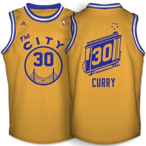 Maillot NBA Or Stephen Curry #30 Golden State Warriors Throwback The City Authentic Homme Adidas
