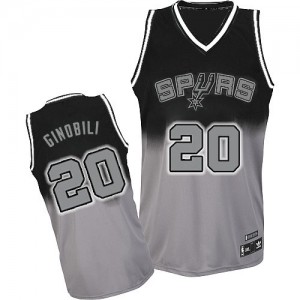 San Antonio Spurs #20 Adidas Fadeaway Fashion Gris noir Authentic Maillot d'équipe de NBA en soldes - Manu Ginobili pour Homme