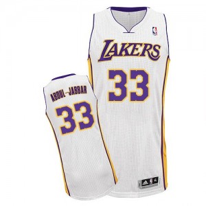Maillot Adidas Blanc Alternate Authentic Los Angeles Lakers - Kareem Abdul-Jabbar #33 - Homme