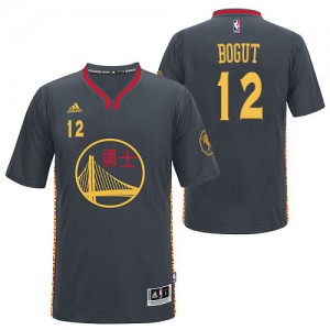 Maillot NBA Golden State Warriors #12 Andrew Bogut Noir Adidas Swingman Slate Chinese New Year - Homme