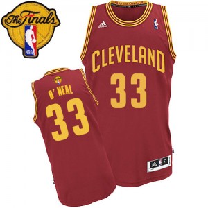 Maillot Adidas Vin Rouge Road 2015 The Finals Patch Swingman Cleveland Cavaliers - Shaquille O'Neal #33 - Homme