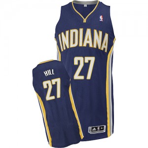 Indiana Pacers Jordan Hill #27 Road Authentic Maillot d'équipe de NBA - Bleu marin pour Homme
