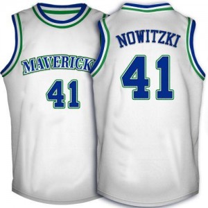 Maillot NBA Swingman Dirk Nowitzki #41 Dallas Mavericks Throwback Blanc - Homme