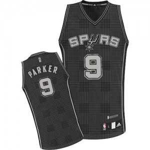 Maillot NBA Noir Tony Parker #9 San Antonio Spurs Rhythm Fashion Swingman Femme Adidas