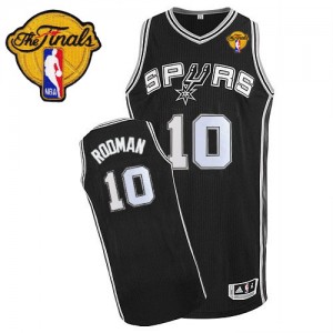Maillot NBA Noir Dennis Rodman #10 San Antonio Spurs Road Finals Patch Authentic Homme Adidas