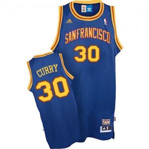 Maillot Adidas Bleu royal Throwback San Francisco Authentic Golden State Warriors - Stephen Curry #30 - Homme
