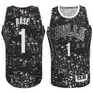 Maillot Authentic Chicago Bulls NBA City Light Noir - #1 Derrick Rose - Homme