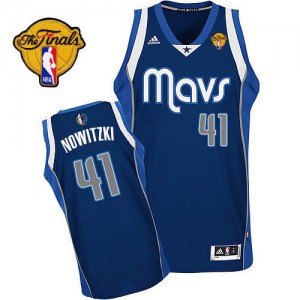 Maillot NBA Bleu marin Dirk Nowitzki #41 Dallas Mavericks Alternate Finals Patch Swingman Homme Adidas