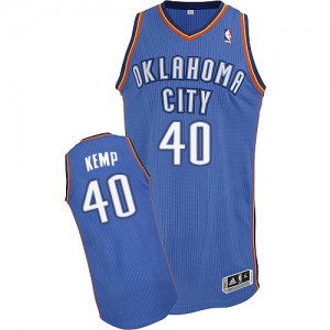 Maillot Adidas Bleu royal Road Authentic Oklahoma City Thunder - Shawn Kemp #40 - Homme