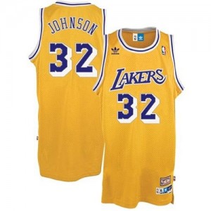 Maillot NBA Los Angeles Lakers #32 Magic Johnson Or Adidas Authentic Throwback - Enfants