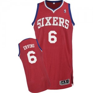 Maillot NBA Rouge Julius Erving #6 Philadelphia 76ers Road Authentic Homme Adidas