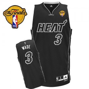 Maillot NBA Authentic Dwyane Wade #3 Miami Heat Shadow Finals Patch Noir - Homme