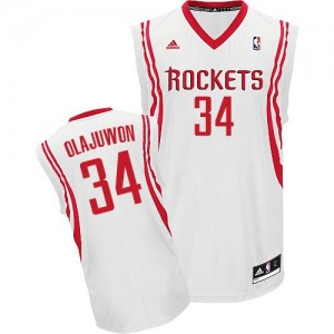 Maillot NBA Houston Rockets #34 Hakeem Olajuwon Blanc Adidas Swingman Home - Homme