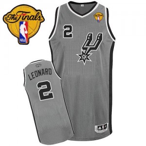 Maillot NBA Gris argenté Kawhi Leonard #2 San Antonio Spurs Alternate Finals Patch Authentic Homme Adidas
