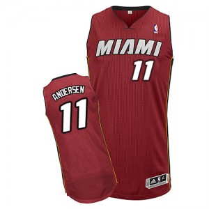 Maillot NBA Miami Heat #11 Chris Andersen Rouge Adidas Authentic Alternate - Homme
