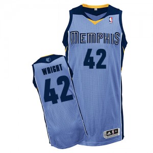 Maillot NBA Bleu clair Lorenzen Wright #42 Memphis Grizzlies Alternate Authentic Homme Adidas