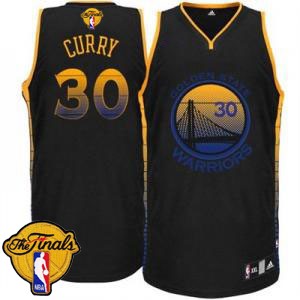 Maillot NBA Noir Stephen Curry #30 Golden State Warriors Vibe 2015 The Finals Patch Authentic Homme Adidas