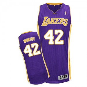 Los Angeles Lakers James Worthy #42 Road Authentic Maillot d'équipe de NBA - Violet pour Homme