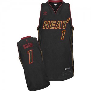 Maillot NBA Miami Heat #1 Chris Bosh Fibre de carbone noire Adidas Swingman Fashion - Homme