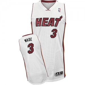 Maillot Authentic Miami Heat NBA Home Blanc - #3 Dwyane Wade - Homme