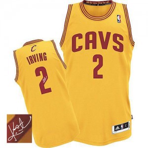 Maillot Adidas Or Alternate Autographed Authentic Cleveland Cavaliers - Kyrie Irving #2 - Homme