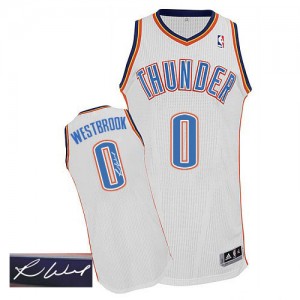 Oklahoma City Thunder Russell Westbrook #0 Home Autographed Authentic Maillot d'équipe de NBA - Blanc pour Homme