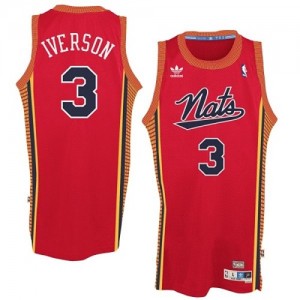 Maillot Authentic Philadelphia 76ers NBA Throwback "Nats" Rouge - #3 Allen Iverson - Homme