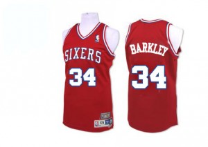 Maillot Adidas Rouge Throwback Authentic Philadelphia 76ers - Charles Barkley #34 - Homme