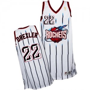 Houston Rockets #22 Adidas Throwback Blanc Authentic Maillot d'équipe de NBA Vente pas cher - Clyde Drexler pour Homme