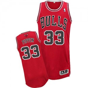 Maillot NBA Rouge Scottie Pippen #33 Chicago Bulls Road Authentic Homme Adidas