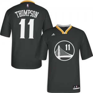 Maillot NBA Golden State Warriors #11 Klay Thompson Noir Adidas Authentic Alternate - Enfants