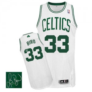 Maillot NBA Authentic Larry Bird #33 Boston Celtics Home Autographed Blanc - Homme