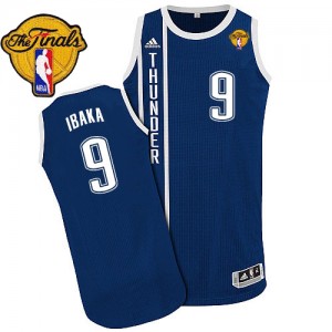 Maillot Authentic Oklahoma City Thunder NBA Alternate Finals Patch Bleu marin - #9 Serge Ibaka - Homme