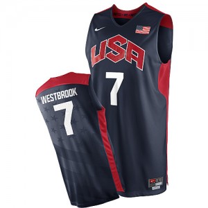 Maillot NBA Bleu marin Russell Westbrook #7 Team USA 2012 Olympics Authentic Homme Nike