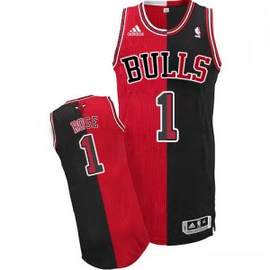 Chicago Bulls #1 Adidas Split Fashion Noir Rouge Swingman Maillot d'équipe de NBA pour pas cher - Derrick Rose pour Homme