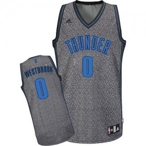 Maillot NBA Oklahoma City Thunder #0 Russell Westbrook Gris Adidas Swingman Static Fashion - Homme